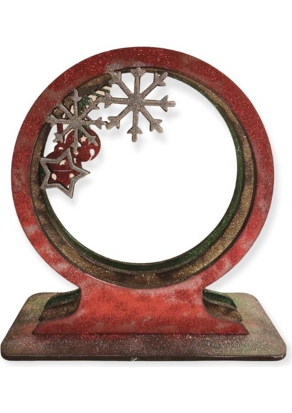 Renkli Ahşap Yılbaşı Süsü, 8 Adet, Şık ve Doğal Dekoratif Süsler