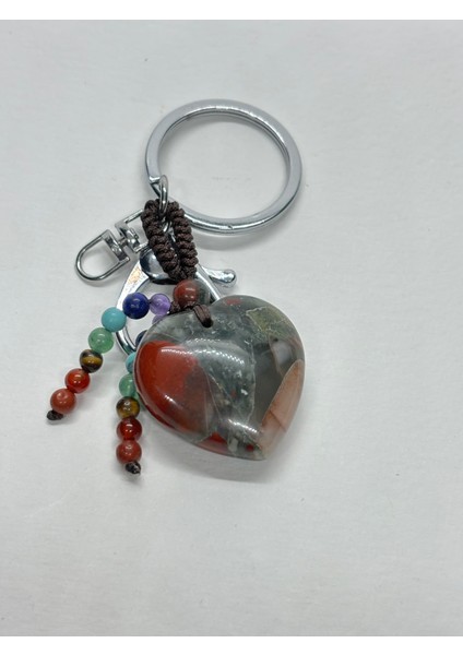 Kan Taşı Doğaltaş Anahtarlık Charm Kalp