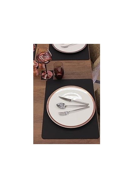 Siyah Düz Lazer Kesim Suni Deri Amerikan Servis 2 Adet 35X45 cm