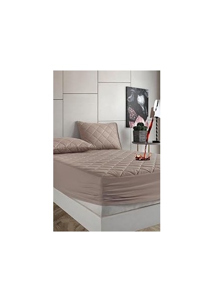 Formeya Kahverengi Kapitone Sıvı Geçirmez Yatak Koruyucu Fitted Alez ÇARŞAF%100 Pamuk 160X200