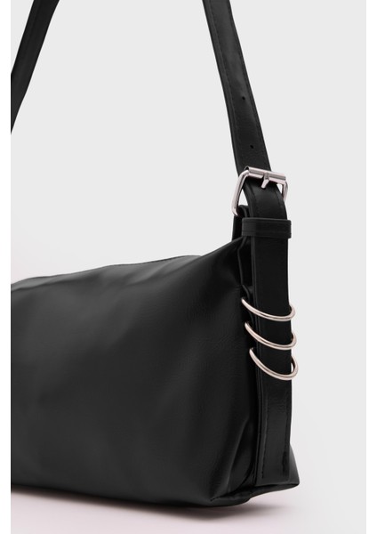 Ilu Bags Halka Detaylı Siyah Baget Çanta modelleri
