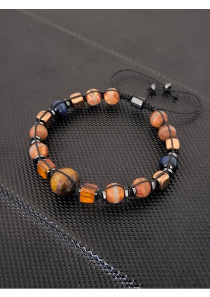 Tibet Akiği-Kaplangözü-Damla Kehribar-Hematit-Mavi Kaplangözü Doğaltaş Bileklik Takı Aksesuar Erkek Bileklik indirimleri