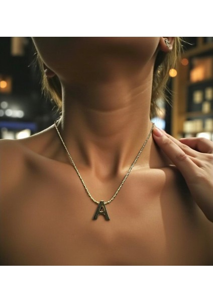 Çelik A Harf Kolye