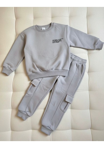 Erkek Çocuk Oversize Sweat & Kargo Jogger Eşofman Altı Takımı – Gri fiyatları