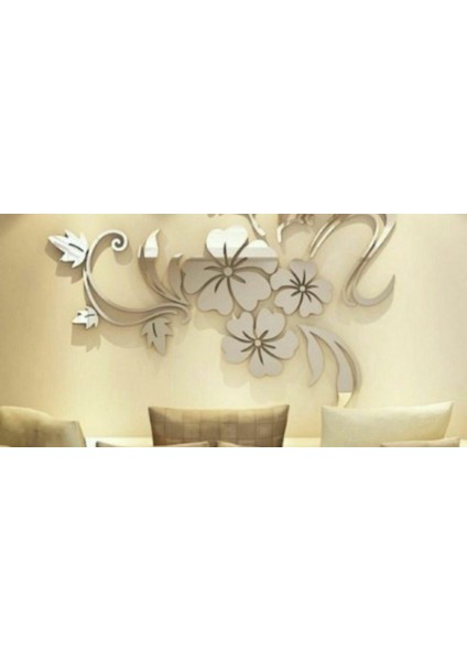 As Tasarım Asma Çiçek Model Ahşap+Akrilik Duvar Süs Dekorasyon Tablo 100 cm Gümüş Renk fiyatları
