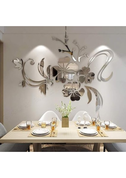 As Tasarım Asma Çiçek Model Ahşap+Akrilik Duvar Süs Dekorasyon Tablo 100 cm Gümüş Renk modelleri