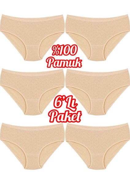 6'lı Paket %100 Pamuk Kalpli Yüksek Bel Bato Kadın Külot OZT6100