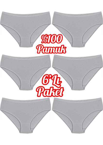 6'lı Paket %100 Pamuk Kalpli Yüksek Bel Bato Kadın Külot OZT6100