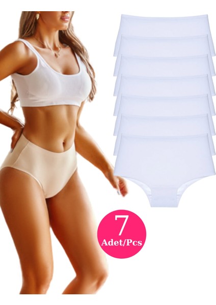 Kadın Külot Yüksek Bel Likrali Siyah 7'li Pamuklu Rahat