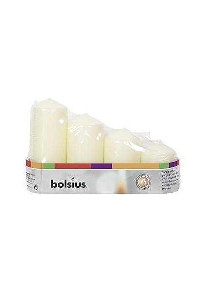 Fildişi Renginde 4'lü Blok Sütun Mum - 48MM x 60/80/100/120MM