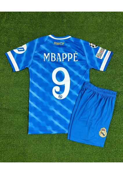 Real Madrid 2025/26 Yeni Sezon Kylian Mbappe Alternatif Çocuk Forması ( Blue)-9