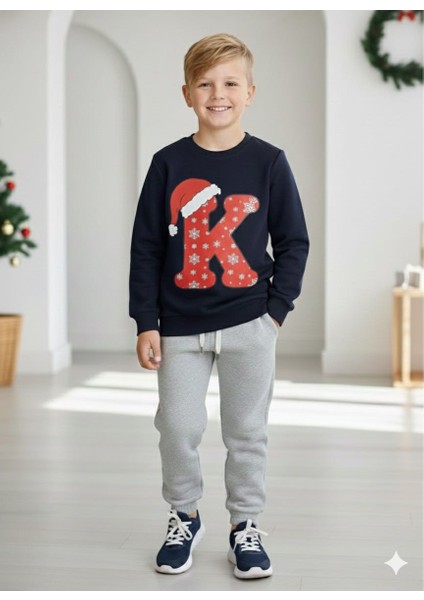 K Harfli Yilbasi Temali Unisex Sweatshirt