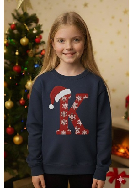 K Harfli Yilbasi Temali Unisex Sweatshirt fiyatları