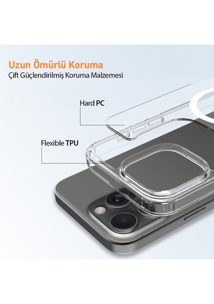 Apple Iphone 16 Pro Kılıf Magsafe Şarj Özellikli Şeffaf Sert Pc Kapak fırsatları