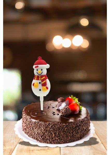 Renkli 4'lü Kardan Adam Silikon Pasta Üstü Yılbaşı Süsü Seti