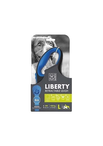 M-Pets Liberty Otomati̇k Gezdi̇rme Şeri̇t 8mt/blue (L)