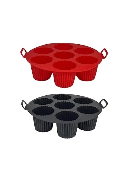 Güncelçarşı Airfryer Silikon Kek Pişirme Kalıbı 7 Bölmeli, Silikon Cupcake Kek Pişirme Kabı Fry