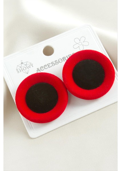 Düğme Süet Kumaş Küpe