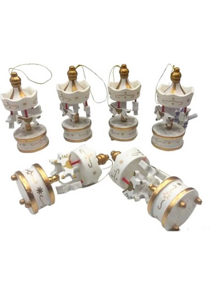 Yılbaşı 6'lı Beyaz Atlı Karınca Seti, Renkli ve Eğlenceli Dekorasyon Parçası