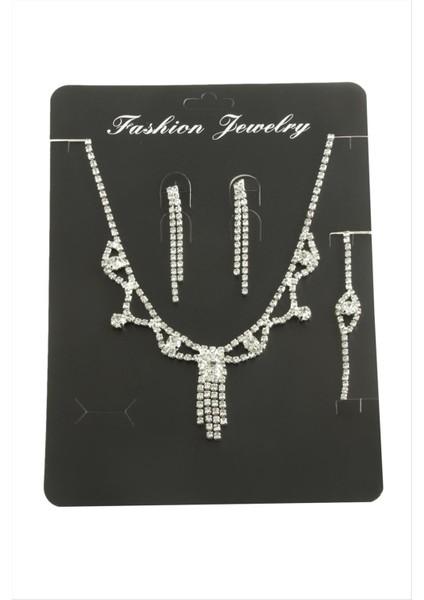 Kare Taşlı Set Kolye