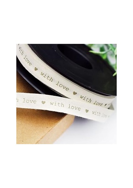 Bimotif Pamuk Şerit, With Love, 1 cm 5 Metre