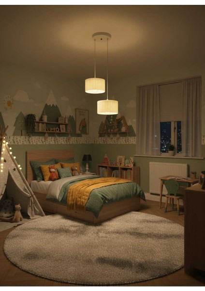 Lüks Beyaz Renk 2'li Modern Dekoratif Salon, Oturma Odası ve Mutfak Sarkıt Avize (Lamba Hediyedir) fiyatları