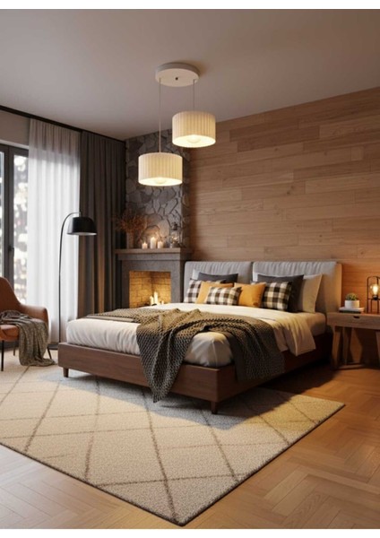 Lüks Beyaz Renk 2'li Modern Dekoratif Salon, Oturma Odası ve Mutfak Sarkıt Avize (Lamba Hediyedir)