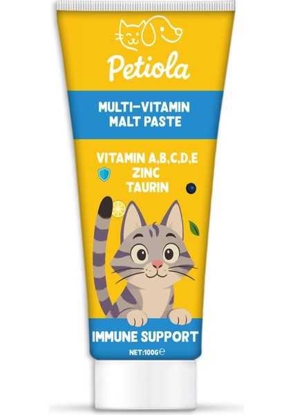 Bağışıklık Güçlendirici, Tüy Yumağı ve Kusma Önleyici Multivitamin Kedi Malt Macun 100 gr