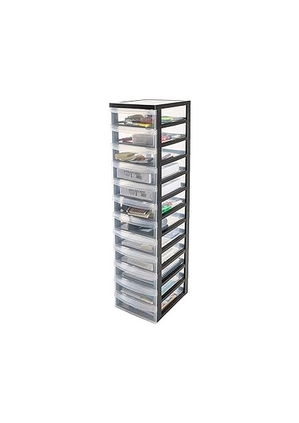 Iris Çekmeceli Dolap, Siyah, Plastik, Siyah, 12 Küçük