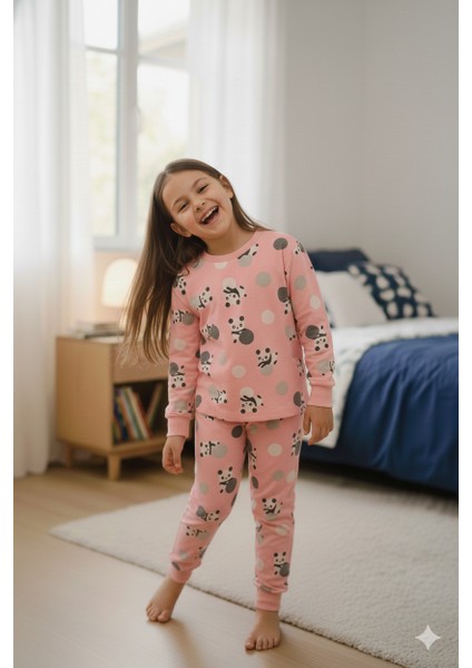 Panda Desenli %100 Pamuk Interlok Kız Çocuk Pijama Takımı fiyatları