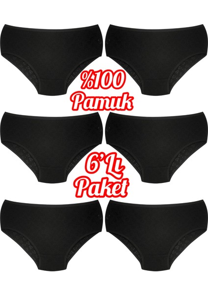 6'lı Paket %100 Pamuk Kalpli Yüksek Bel Bato Kadın Külot OZT6100