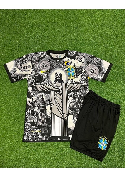 Brezilya Neymar Jr Özel Konsept Çocuk Forması (Gri)