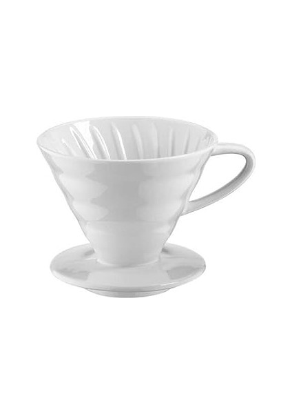 Epinox Seramik Kahve Dripper - Porselen Demleyici - No: 2 - Beyaz (Hario V60 Benzeri)