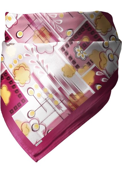 Bordo Geometrik Çiçek Desenli Bandana Fular modelleri