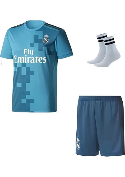 Ş.ligi Turkuaz Realmadrid 2017/18 Ronaldo Futbol Çocuk Forması 3'lü Set fiyatları