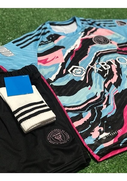 Miami 2023/24 Yeni Sezon Lionel Messi Çocuk Forması Şort Çorap 3'lü Set (Blue-Black) fırsatları