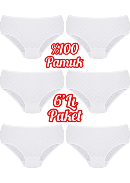 6'lı Paket %100 Pamuk Kalpli Yüksek Bel Bato Kadın Külot OZT6100