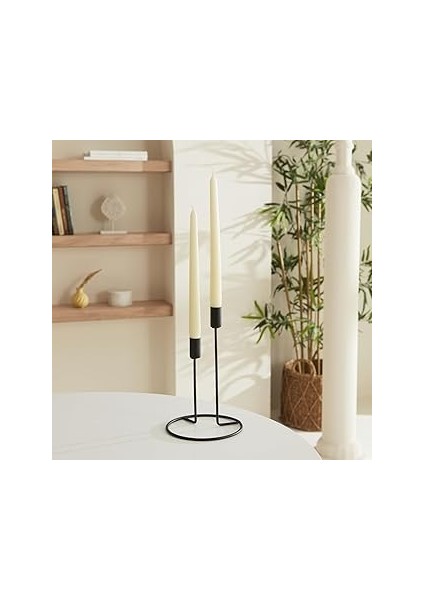 2'li Şamdan Mum Ekru 24 cm