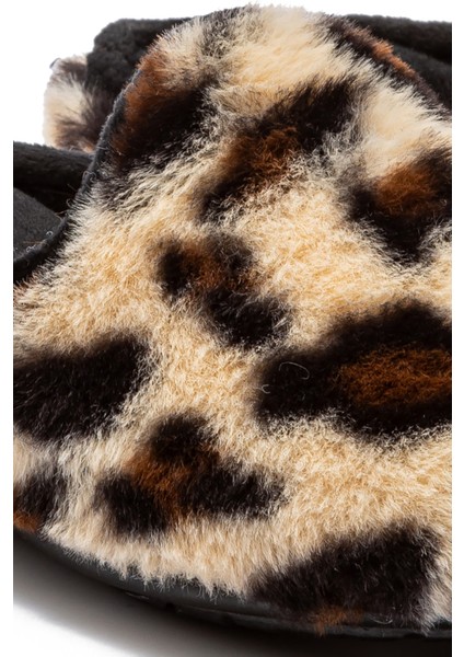 Leopar Kadın Peluş Ev Terliği Bej 37/41 modelleri