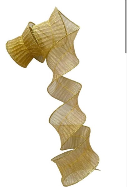 Sarı Ağaç Dekor Kurdelesi Yılbaşı Süsü, Şık ve Renkli Dekorasyon Malzemesi