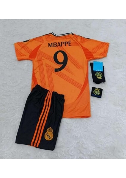 R.e.a.l M.a.d.r.i.d 2024/25 Yeni Sezon Kylian Mbappe Deplasman Çocuk Forması 4'lü Set ( Syh-Armalı)
