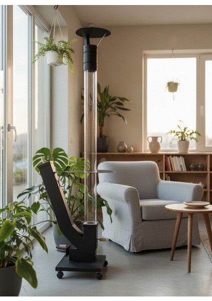 Yeni Nesil Pelet Sobası | Kafe, Bahçe, Teras Isıtıcı & Servis Masası | Taşınabilir & Ekonomik