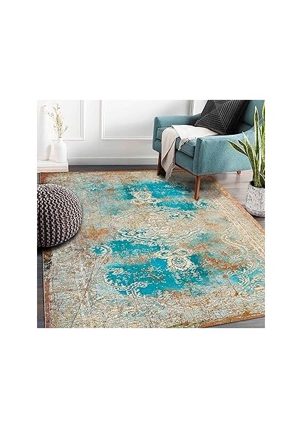 Latte Dizayn Irla Desenli Pamuk Tabanlı Yıkanabilen Kaydırmaz Antibakteriyel Salon Halısı 80X300