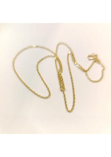 55CM 1.3mm Ince Forse Zincir 14 Ayar Altın