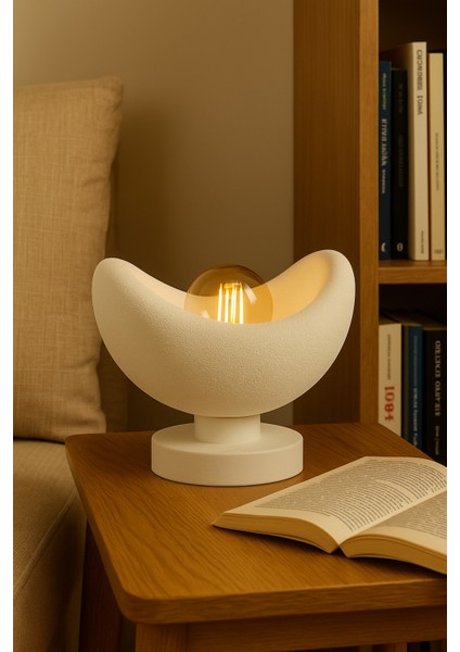 Luna Tasarım Masa Lambası Gri Bronz Detaylı Abajur Loş Amber Işık, Rustik Ampul Hediyeli 20 x 37 cm fiyatları