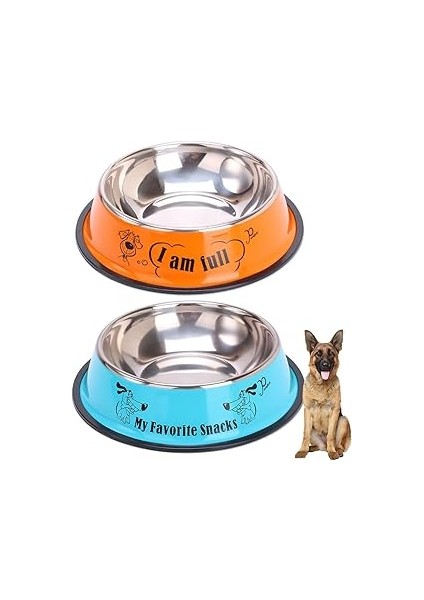 x Spring Paslanmaz Çelik Köpek Kasesi, 2 Adet Kaymaz Köpek Yem ve Su Kasesi, Küçük/orta/büyük Köpek