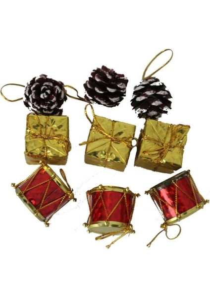Renkli Yılbaşı Ağacı Süsü Seti, 3 Cm, 9 Adet, Eğlenceli ve Şık Dekoratif Süsler