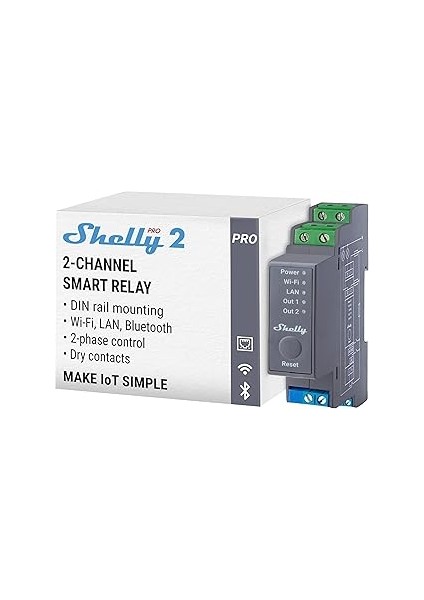 Shelly 2 - Wi-Fi, Lan ve 2 Kanallı Akıllı Röle Anahtarı, Ev Otomasyonu, Alexa ve Goog