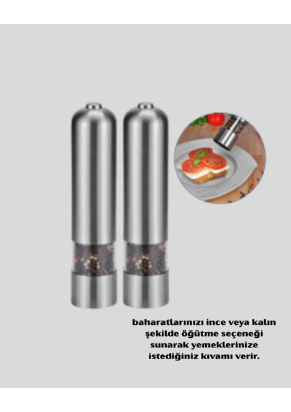 Nrtmsa Elektrikli Tuz Karabiber Değirmeni – Paslanmaz Gövde, LED Işıklı ve Ayarlanabilir Öğütme modelleri