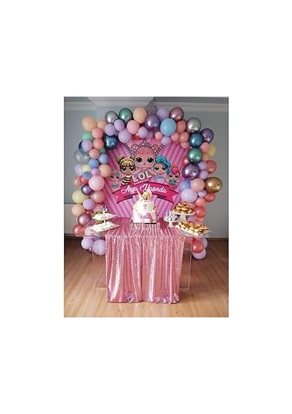 Payet Pullu Kumaş, Masa Örtüsü, Söz, Nişan,doğum Günü Pembe Putra